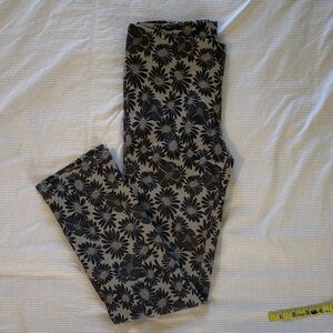 Free People Floral Print Pants in Black and Gray